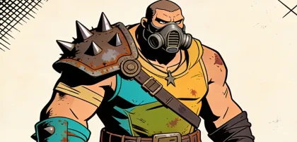 Brute Spikes: a hulking bandit with a spiked shoulder pad and a gas mask